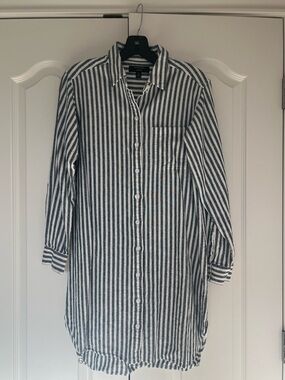 Banana Republic Factory Navy and White Striped Shirt Dress